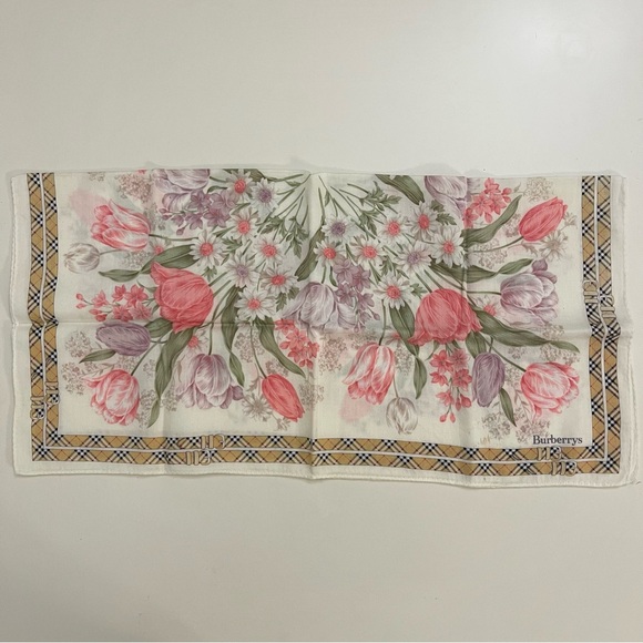 Vintage Burberrys of London Floral Silk-Cotton Handkerchief - Picture 5 of 7